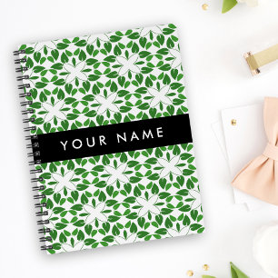 Cuaderno Patrón de Hoja, Hojas Verdes, Tu Nombre