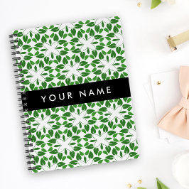 Cuaderno Patrón de Hoja, Hojas Verdes, Tu Nombre