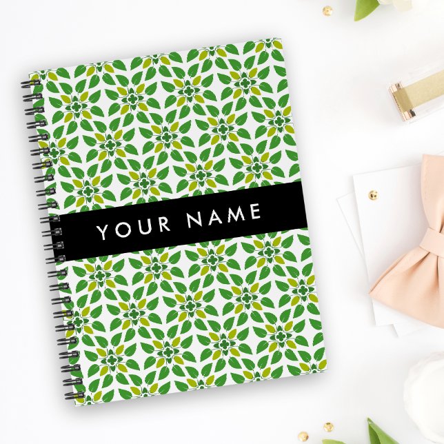 Cuaderno Patrón de Hoja, Hojas Verdes, Tu Nombre (Subido por el creador)