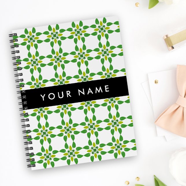 Cuaderno Patrón de Hoja, Hojas Verdes, Tu Nombre (Subido por el creador)