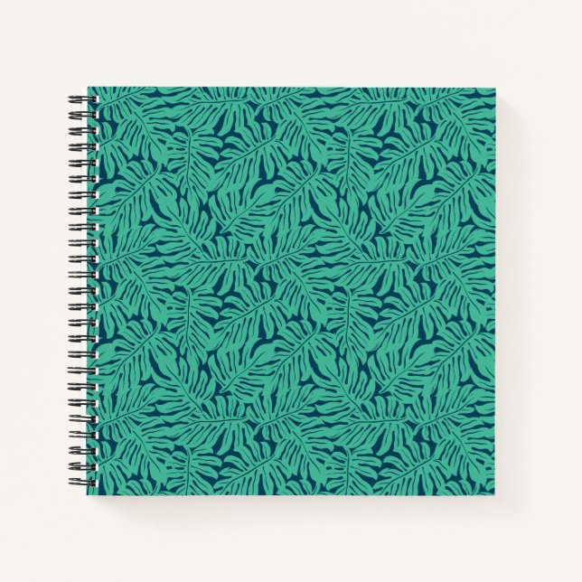 Cuaderno Patrón de hoja tropical de Monstera (Anverso)