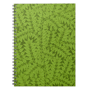 Cuaderno Patrón de hoja verde de rama vintage de William Mo