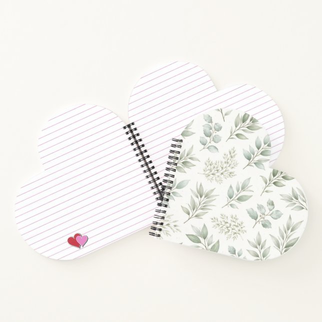 Cuaderno Patrón de hojas botánicas verde suave (Interior)