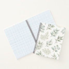 Cuaderno Patrón de hojas botánicas verde suave
