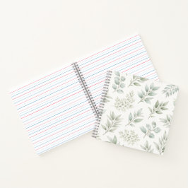 Cuaderno Patrón de hojas botánicas verde suave