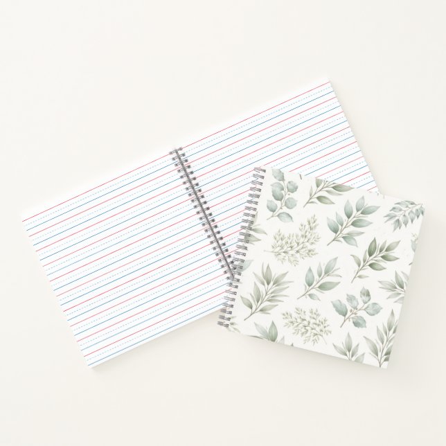 Cuaderno Patrón de hojas botánicas verde suave (Interior)