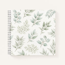 Cuaderno Patrón de hojas botánicas verde suave