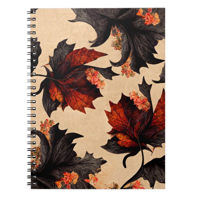 Cuaderno Patrón de hojas de arce barrocas (Frente)