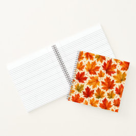 Cuaderno Patrón de hojas de arce de otoño | Hoja roja naran
