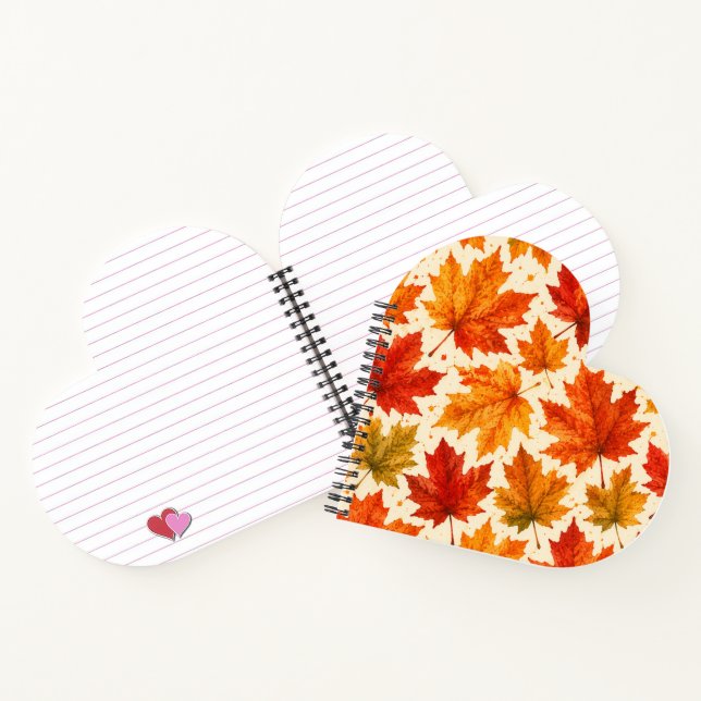 Cuaderno Patrón de hojas de arce de otoño | Hoja roja naran (Interior)