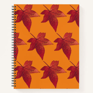Cuaderno Patrón de hojas de arce rojas