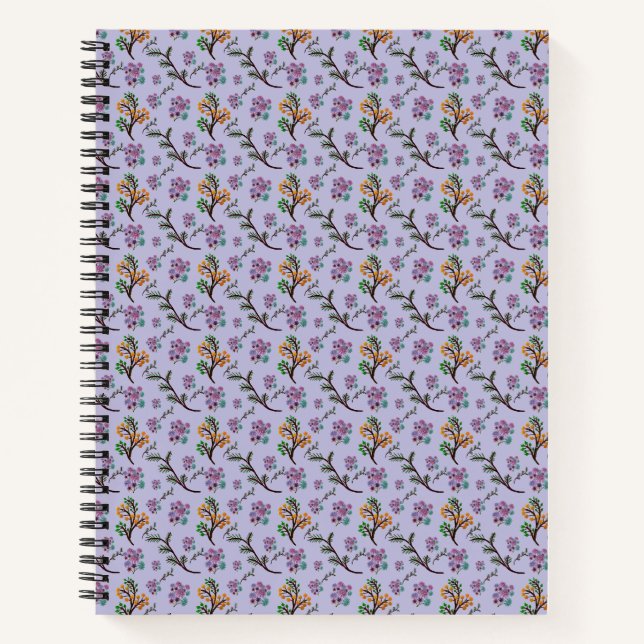 Cuaderno Patrón de hojas de bosque sin fisuras Botánico osc (Anverso)