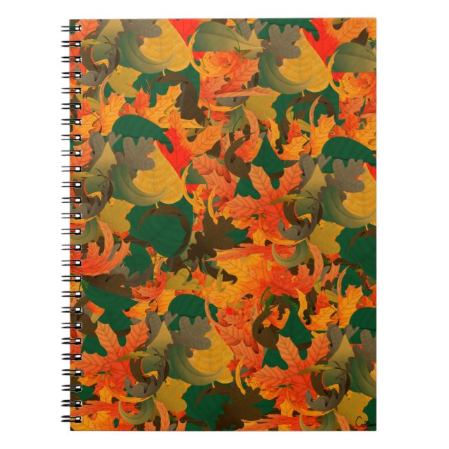 Cuaderno Patrón de hojas de caída para el otoño (Frente)