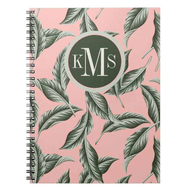 Cuaderno Patrón de hojas de jardín tropical (Frente)
