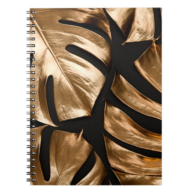 Cuaderno Patrón de hojas de monstera de oro (Frente)