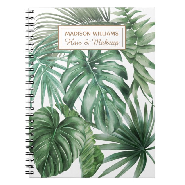 Cuaderno Patrón de hojas de monstera tropical acuarela (Frente)