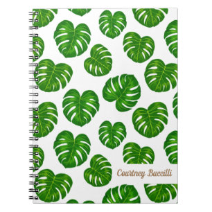 Cuaderno Patrón de hojas de monstera tropical verde