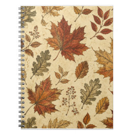 Cuaderno Patrón de Hojas de Otoño – Botánica de Otoño Vinta
