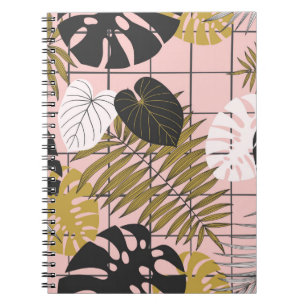 Cuaderno Patrón de hojas de palma tropicales de verano