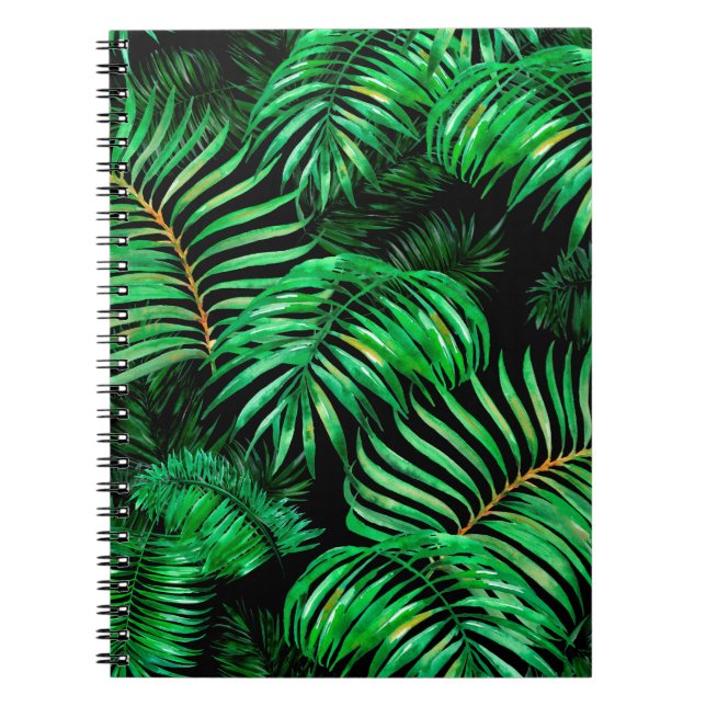 Cuaderno Patrón de hojas de palma verdes (Frente)