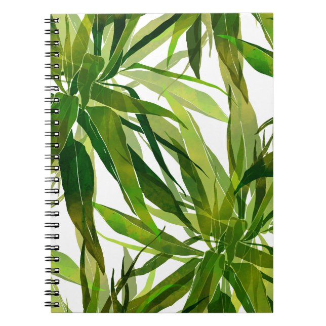Cuaderno Patrón de hojas de palmera pintado a mano (Frente)