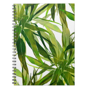 Cuaderno Patrón de hojas de palmera pintado a mano