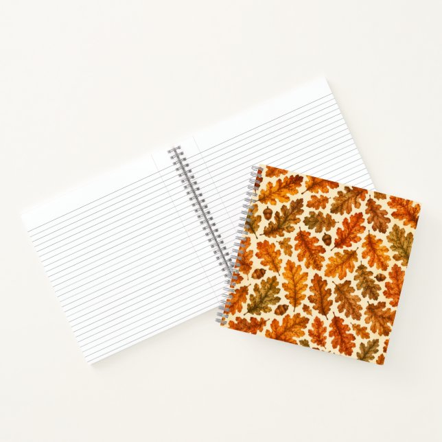Cuaderno Patrón de hojas de roble de otoño | Estética de la (Interior)