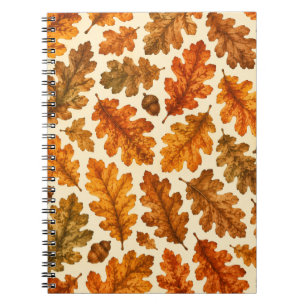 Cuaderno Patrón de hojas de roble de otoño Estética de na