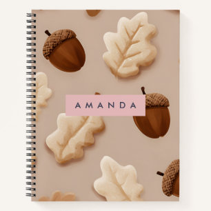 Cuaderno Patrón de hojas de roble y maíz ruso personalizado