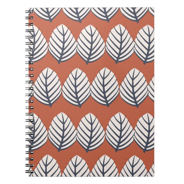 Cuaderno Patrón de hojas dibujadas a mano sin inconveniente (Frente)