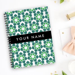 Cuaderno Patrón de hojas, hojas verdes, nombre