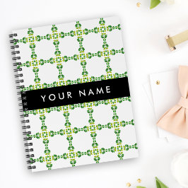 Cuaderno Patrón de hojas, hojas verdes, tu nombre