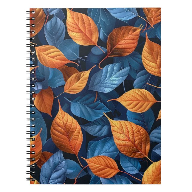 Cuaderno Patrón de hojas multicolor (Frente)