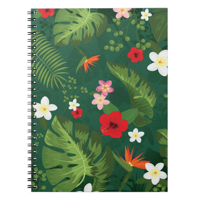 Cuaderno Patrón de hojas tropicales (Frente)