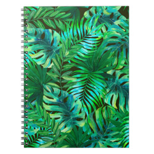 Cuaderno Patrón de hojas tropicales acuáticas