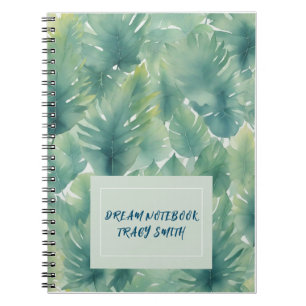 Cuaderno Patrón de hojas tropicales de color agua