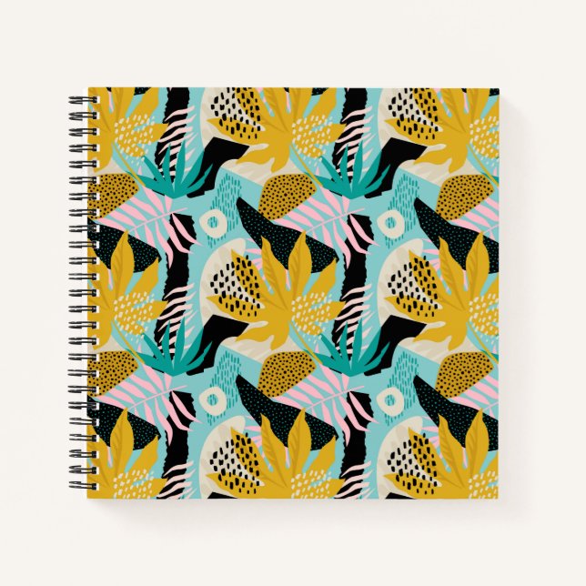 Cuaderno Patrón de hojas tropicales de selva tropical (Anverso)
