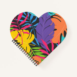 Cuaderno Patrón de hojas tropicales exóticas coloridas