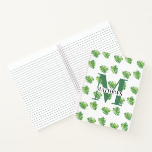 Cuaderno Patrón de Hojas Tropicales Monograma