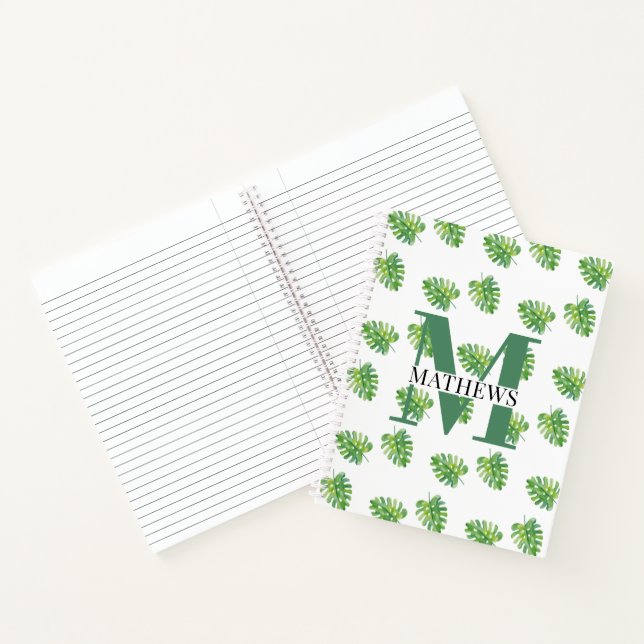 Cuaderno Patrón de Hojas Tropicales Monograma (Interior)