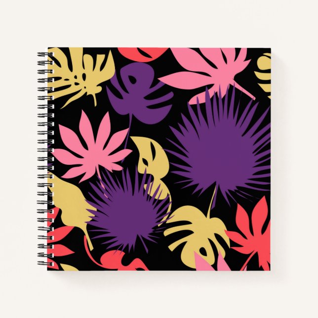 Cuaderno Patrón de hojas tropicales sin foco (Anverso)