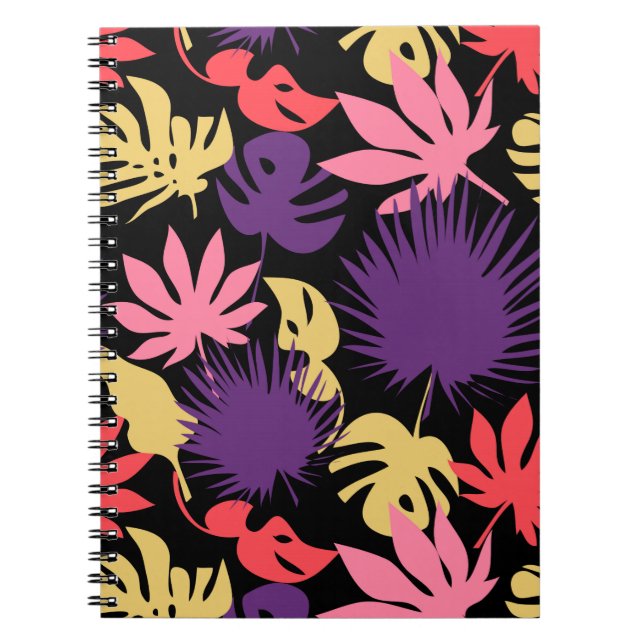 Cuaderno Patrón de hojas tropicales sin foco (Frente)