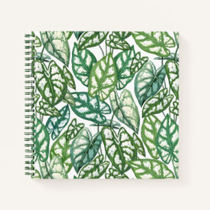 Cuaderno Patrón de hojas tropicales verdes
