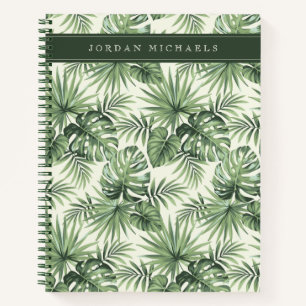 Cuaderno Patrón de hojas tropicales verdes