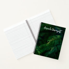 Cuaderno Patrón de hojas tropicales verdes oscuras