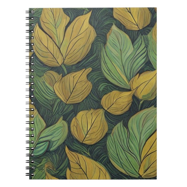 Cuaderno Patrón de hojas verdes (Frente)