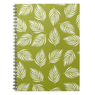 Cuaderno Patrón de hojas verdes lima decorativas