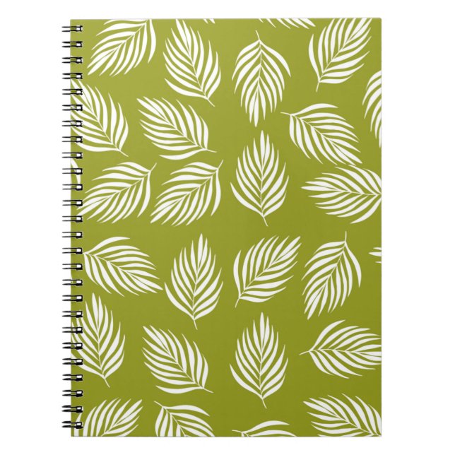 Cuaderno Patrón de hojas verdes lima decorativas (Frente)