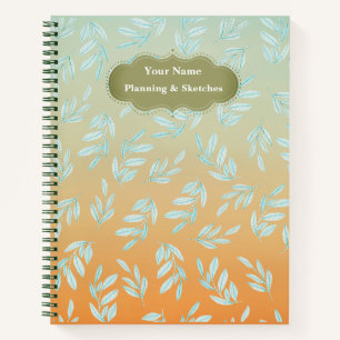 Cuaderno Patrón de hojas verdes modernas