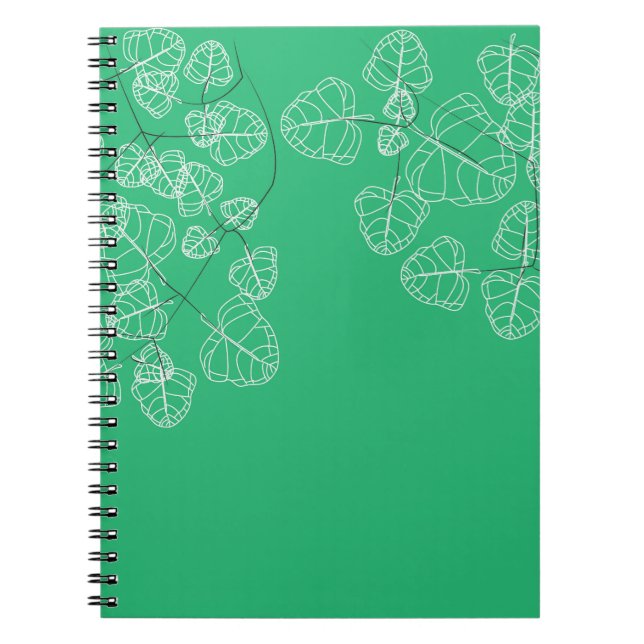 Cuaderno Patrón de Hojas Verdes o Cian (Frente)